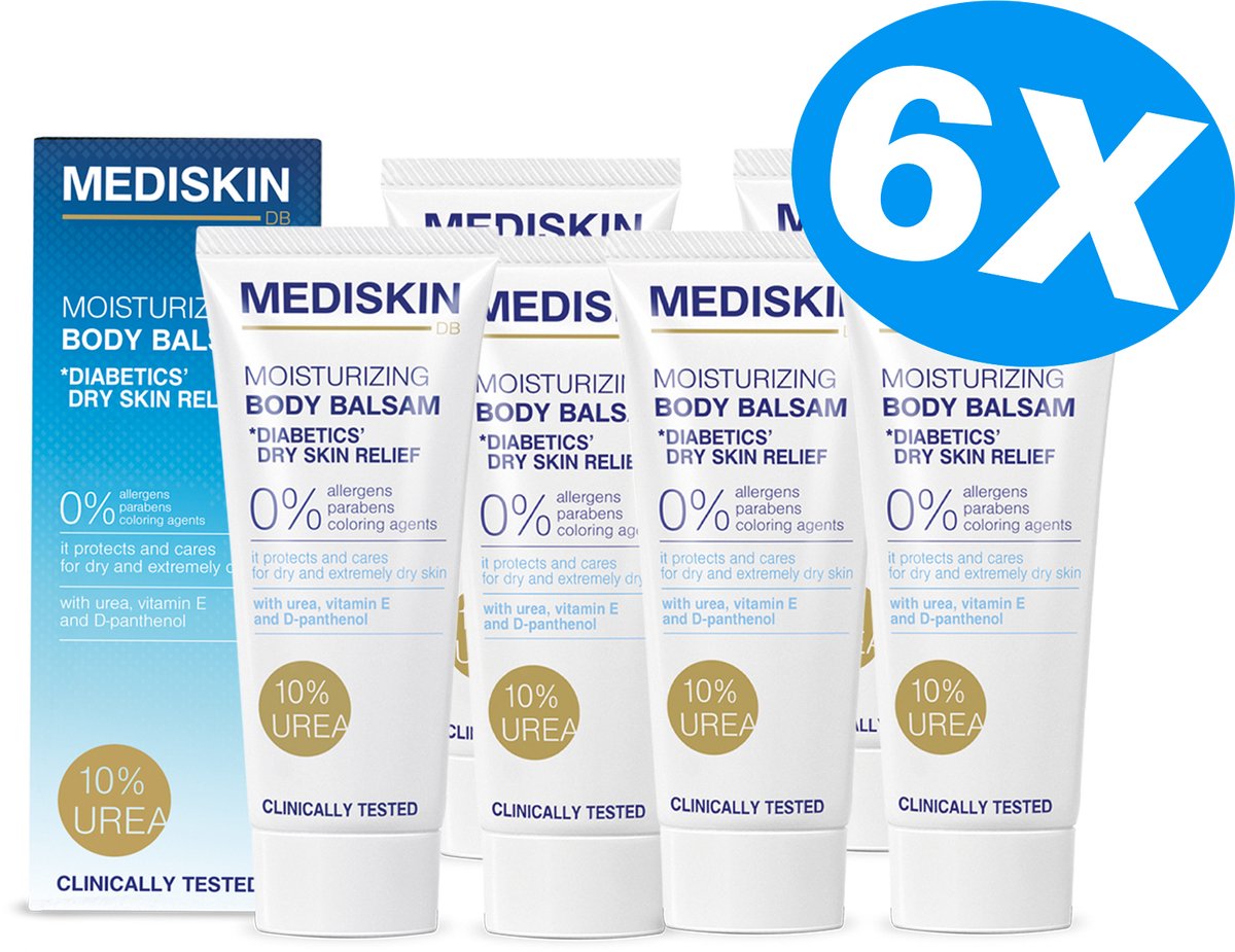 Mediskin Softening Body Balm Voordeelverpakking – Bodylotion Droge Huid – Kalmeert & Hydrateert – Body Cream tegen Huidirritaties, Roodheid en Jeuk – 10% Ureum – 6 x 200ml