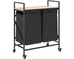vidaXL - Wasmand - 2 - vakken - met - planken - sonoma - eikenkleurig