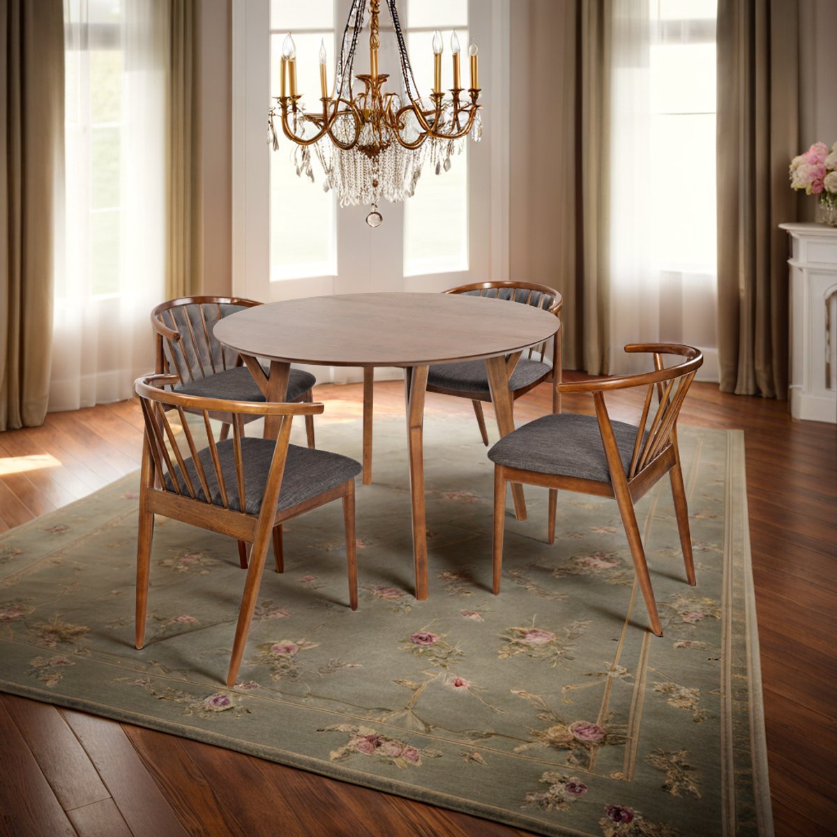Ouches Eettafel – Ronde Acaciahouten Tafel (L112 x B112 x H76 cm)