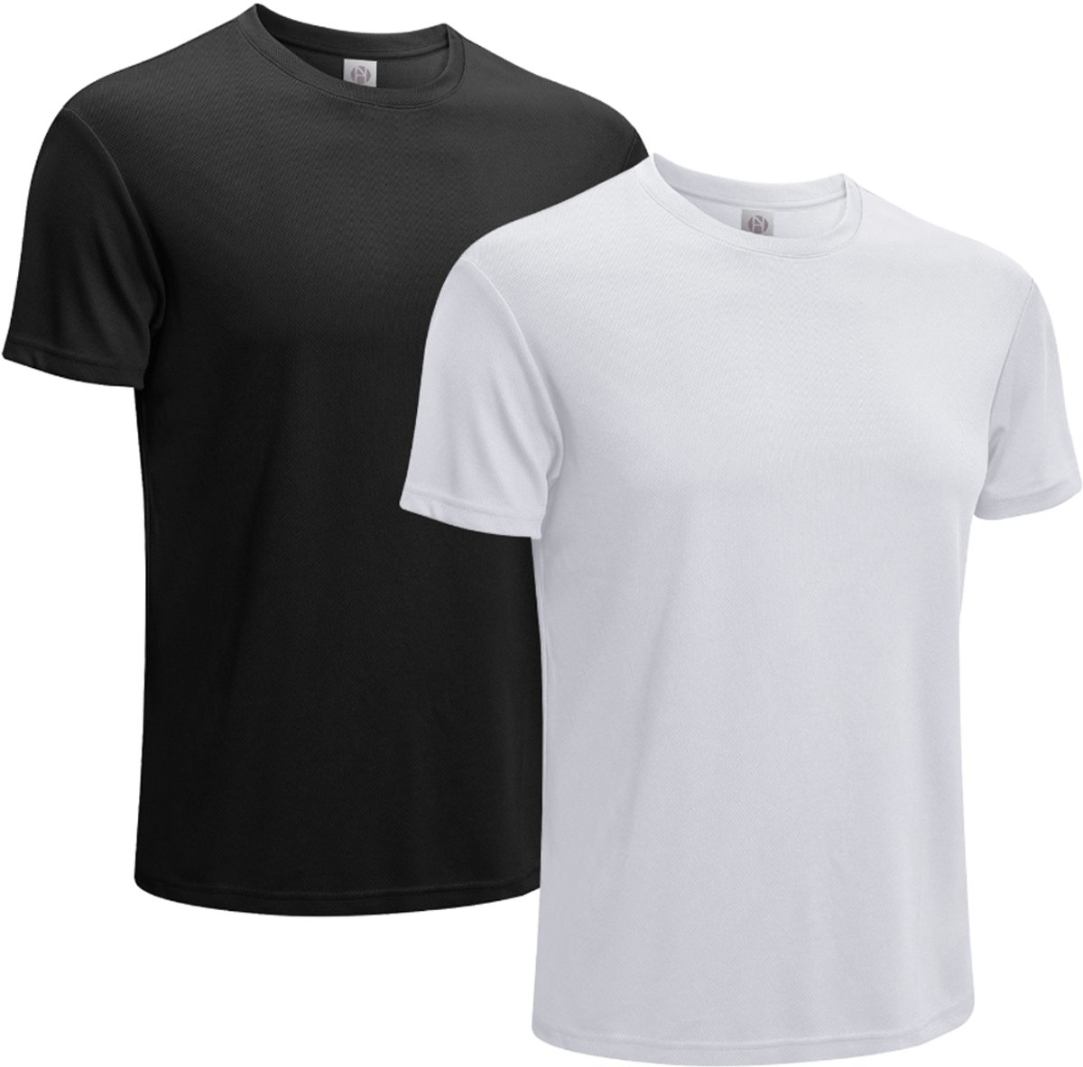 MEETYOO 2 Artikelen Mannen Sportshirt - Sportkleding voor Heren - Hardloop Shirt Hardloopshirt Korte Mouwen Short Sleeve Tee Heren Sportshirt-Zwart En Wit-L