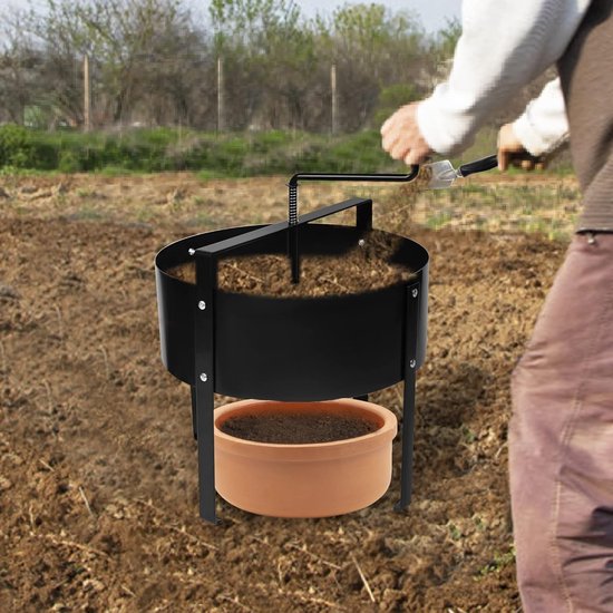 Aufun Tuinzeef Handzwengel Compostzeef Metalen Grondzeef, Composteerder Voor Het Scheiden Van Steen, Onkruid, Compost, 40 x 45cm, Zwart van Aufun — afbeelding 4