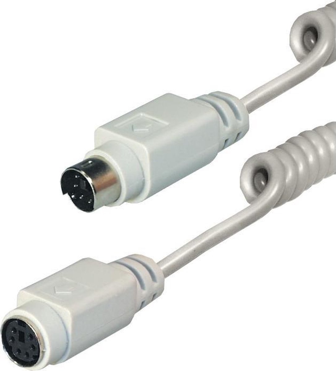 Mini DIN 6-pins PS/2 data spiraal verlengkabel / zwart - 2 meter