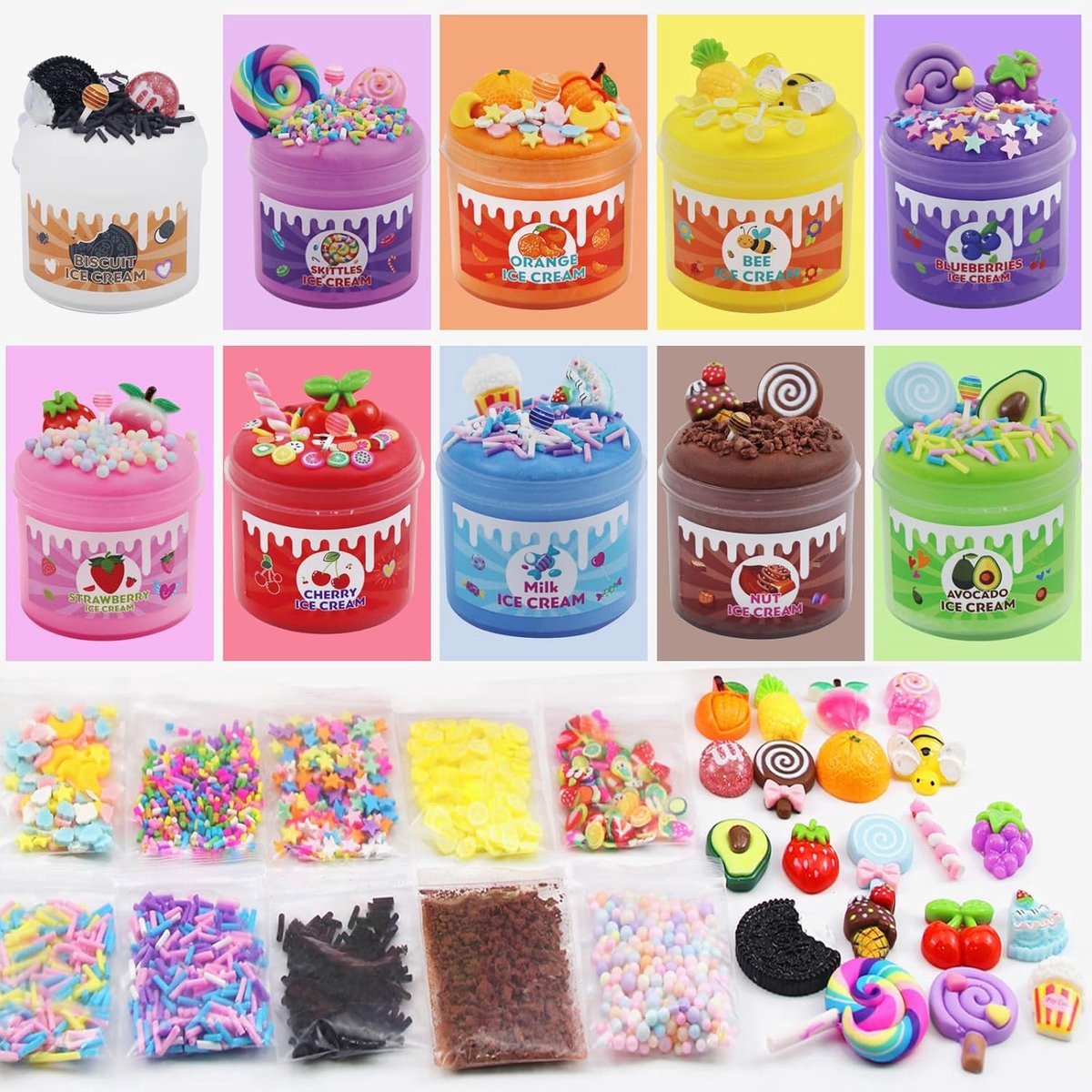 Kit De 12 Slimes Au Beurre Parfumés - Jouets Sensoriels DIY Pour Enfants - Cadeau D'anniversaire Ou Fête Kit Instructions Kit De 12 Slimes Au Beurre Parfumés - Jouets Sensoriels DIY Pour Enfants - Cadeau D'anniversaire Ou Fête Kit Instructions
