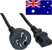 InLine Apparaatsnoer met rechte C13 plug en rechte type I stekker (Australië) - 3x 1,00mm / zwart - 5 meter