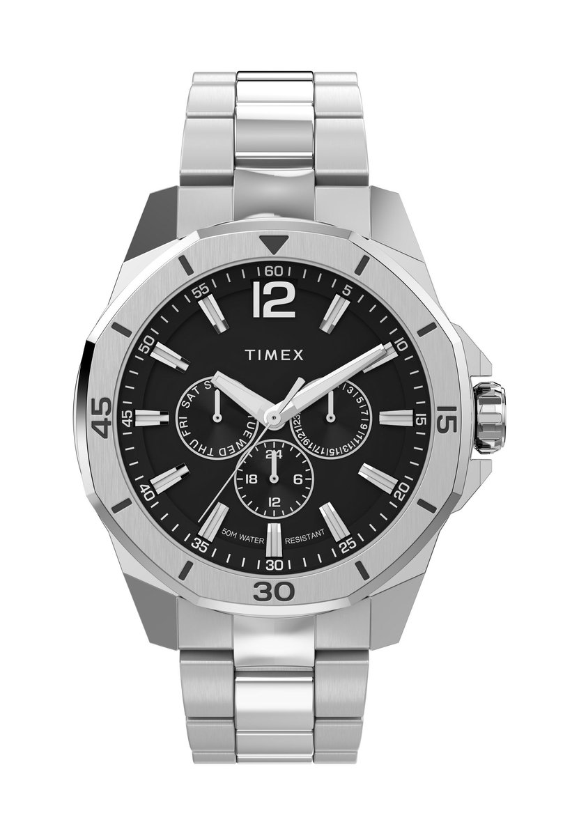 Timex Timex Essex Multifunction Kwarts Analoog Horloge Zilveren Toon Case: 100% Low Lead Brass | Armband: 100% Stainless Steel 46 mm TW2W79900AJ