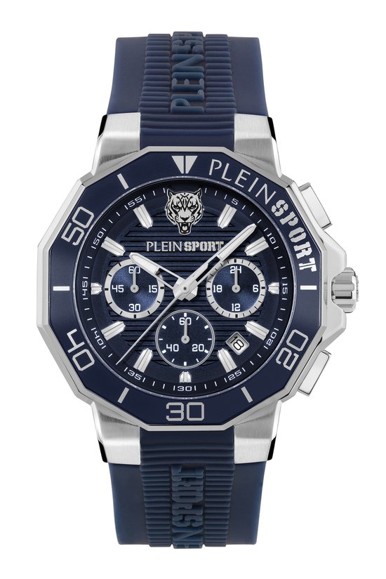 Montre chronographe à Quartz Plein Sport Titan , boîtier Blauw : 100 % acier inoxydable | Bracelet : 100 % silicone 46 PSAGA0125, PSAGA0225, PSAGA0325