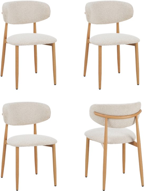 Chaises de salle à manger Celia - Beige avec pieds en métal - Set de 4 - Design ergonomique