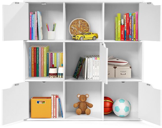 COSTWAY Kantoorrek met 5 deuren, 9 vakken, archiefkast, boekenkast