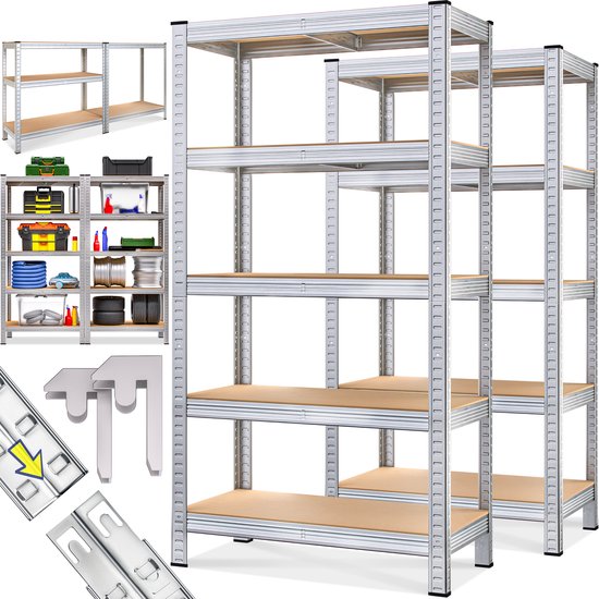 Monzana Stellingkast - Set van 2 Belastbaar tot 350kg 175x75x30 - Zilver