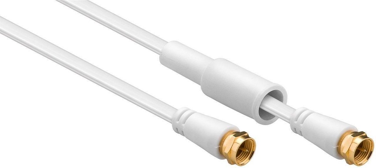 Goobay F (m) - F (m) platte coaxkabel / weerbestendig - wit - 7,5 meter