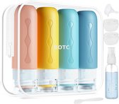 BOTC Reisflesjes met Etui - 90ml Siliconen Reisflacons - Reisaccessoires - Cosmetica Potjes - Reis Flesjes