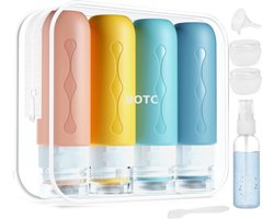 BOTC Reisflesjes met Etui - 90ml Siliconen Reisflacons - Reisaccessoires - Cosmetica Potjes - Reis Flesjes