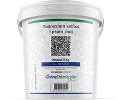 Online Chemicalien – Epsom Zout 5 kg – Magnesiumsulfaat Heptahydraat – Fijnkorrelig & Hoog Zuiver