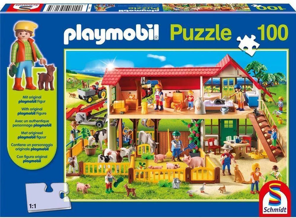 Schmidt Legpuzzel Playmobil Farm Junior Karton Blauw 100 Stukjes
