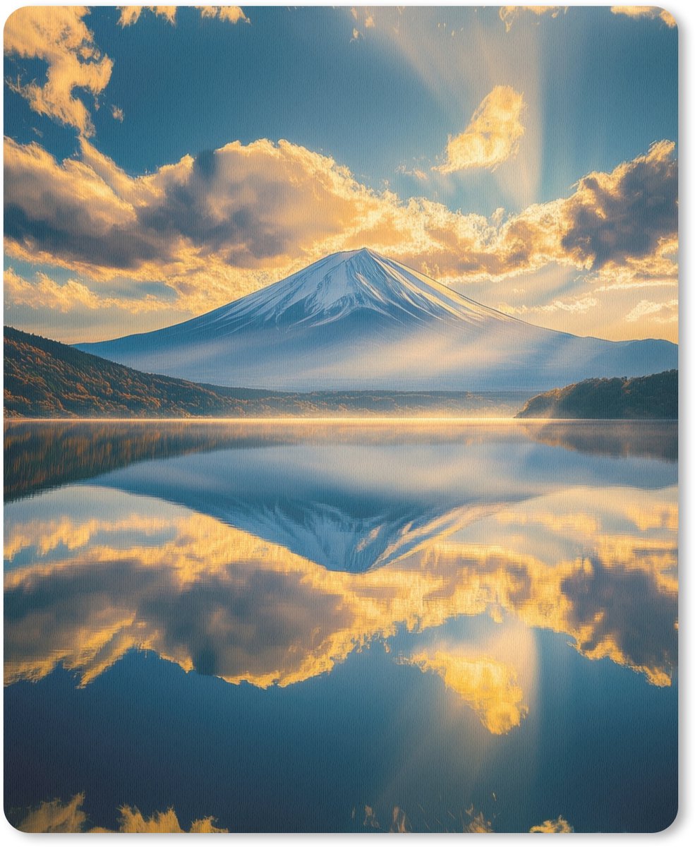 Muismat 19x23 cm - Mousepad Berg - Rivier - Zonsondergang - Muismatten