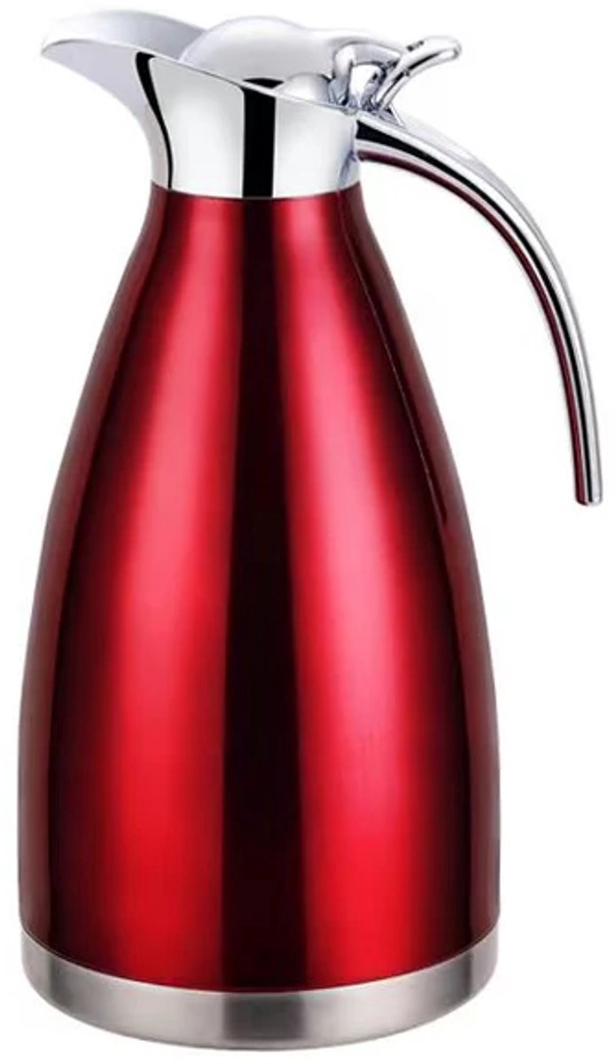 Cheffinger Thermoskan - 2 Liter - Rood - RVS Inox - Themosfles