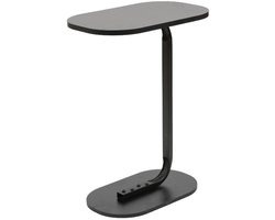 Ceruzo Bijzettafel - Zwart - Banktafel - Metaal met Hout - Koffietafel - C Shape - 45x28x60 cm Ceruzo Bijzettafel - Zwart - Banktafel - Metaal met Hout - Koffietafel - C Shape - 45x28x60 cm