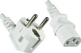 DINIC apparaatsnoer met rechte C13 plug en haakse stekker - 3x 0,75mm / wit - 1,8 meter