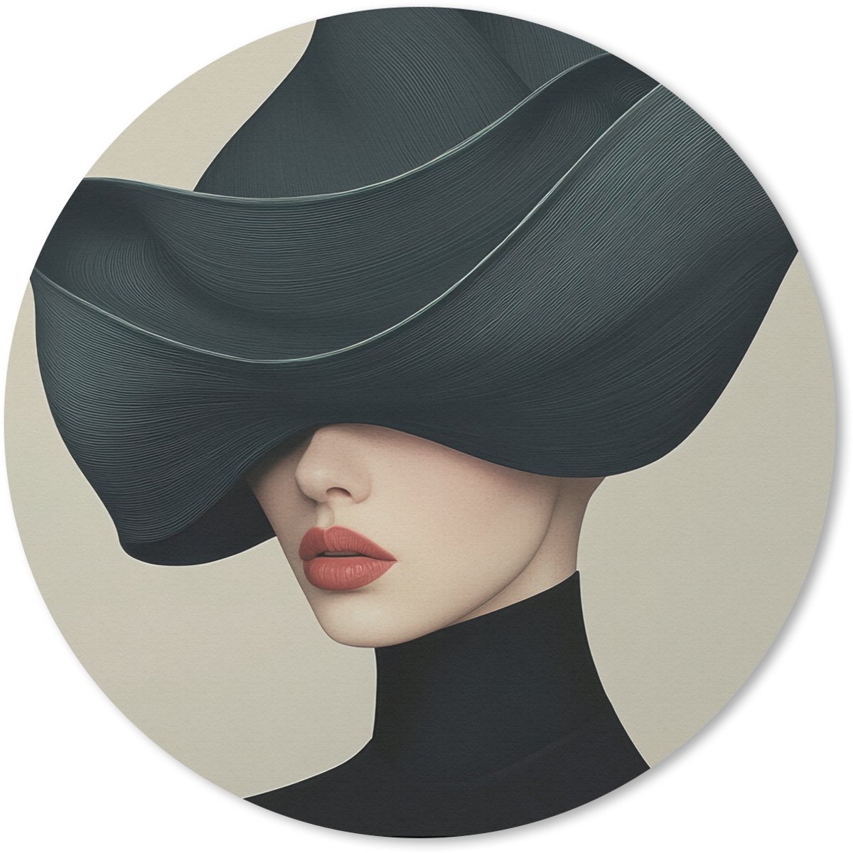 Muismat rond 30x30 cm - Mousepad Vrouw - Groen - Hoed - Ronde muismatten