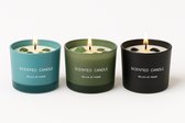 Batelli 3 Pack Geurkaarsen met edelstenen - Blauw/Groen/Zwart