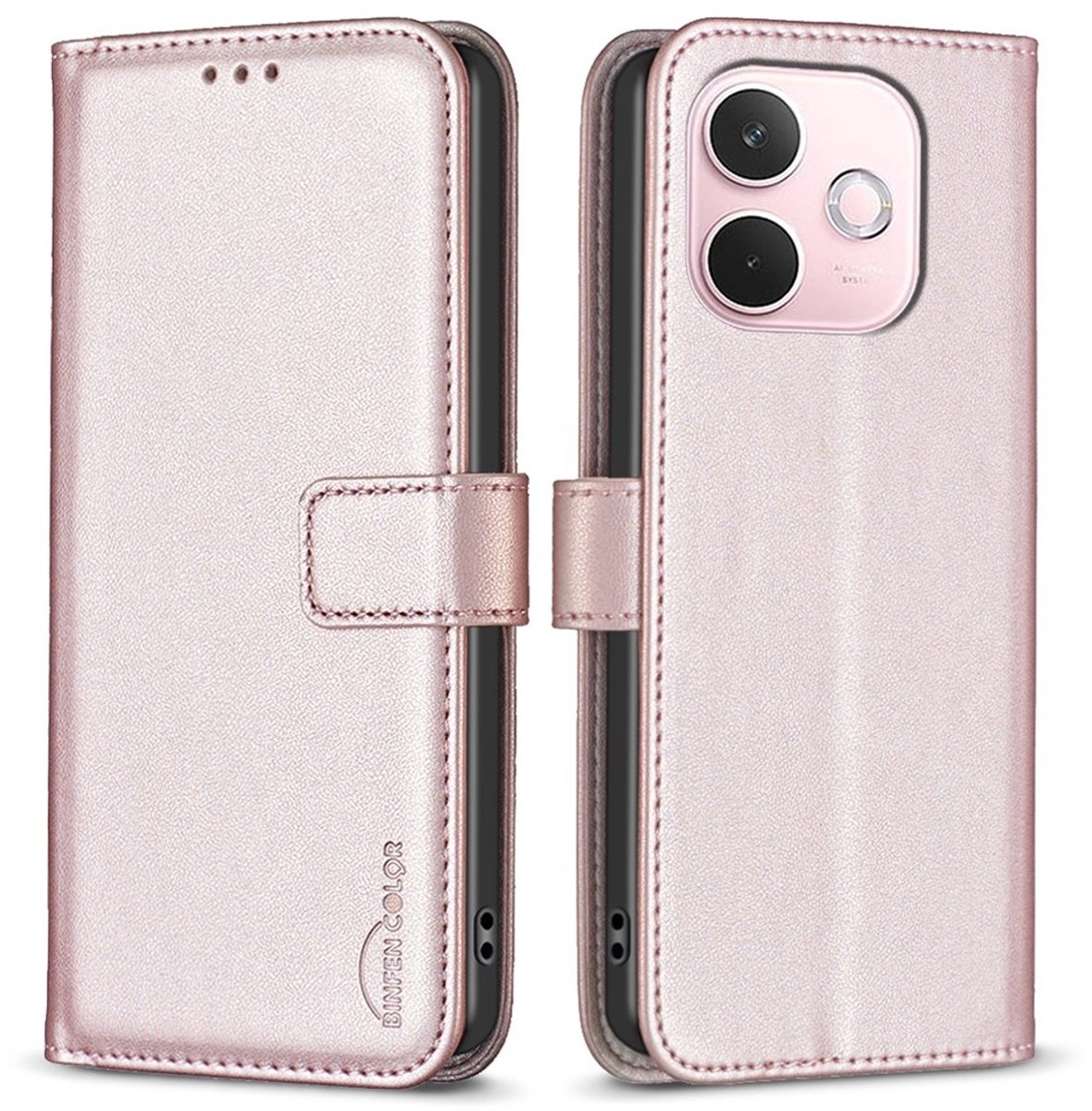 BINFEN Hoesje - Geschikt voor OPPO A5 Pro 5G Hoesje - BINFEN Book Case - Rose Gold