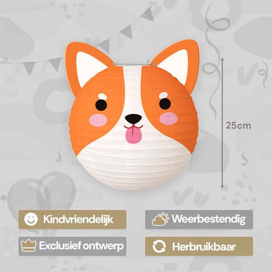 LUQ - Hond - Lampion - Sint Maarten - Lampionstokje - Zonder - Lichtje - Dieren - TrekLampion - Papier - Kind - 1 Stuk — afbeelding 2