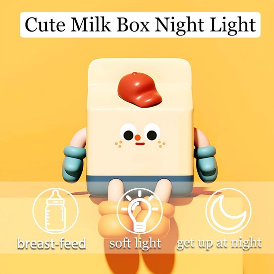 Schattig nachtlampje, melkdoos, LED-nachtlampje, oplaadbaar, draagbaar, nachtkastje, bedlamp voor slaapkamer, woonkamer, eetkamer, bureau, decoratie, kerst, verjaardagscadeau van Merkloos — afbeelding 4