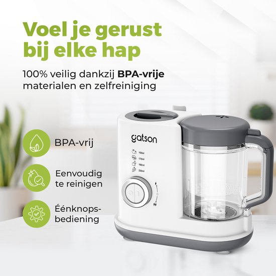 Gatson BabyChef - Blender en Stomer - Inclusief Babyvoeding bewaarbakje - Met Cook-, Steam- en Blend-Functie - Baby Food Maker - Baby Foodprocessor van Merkloos — afbeelding 4