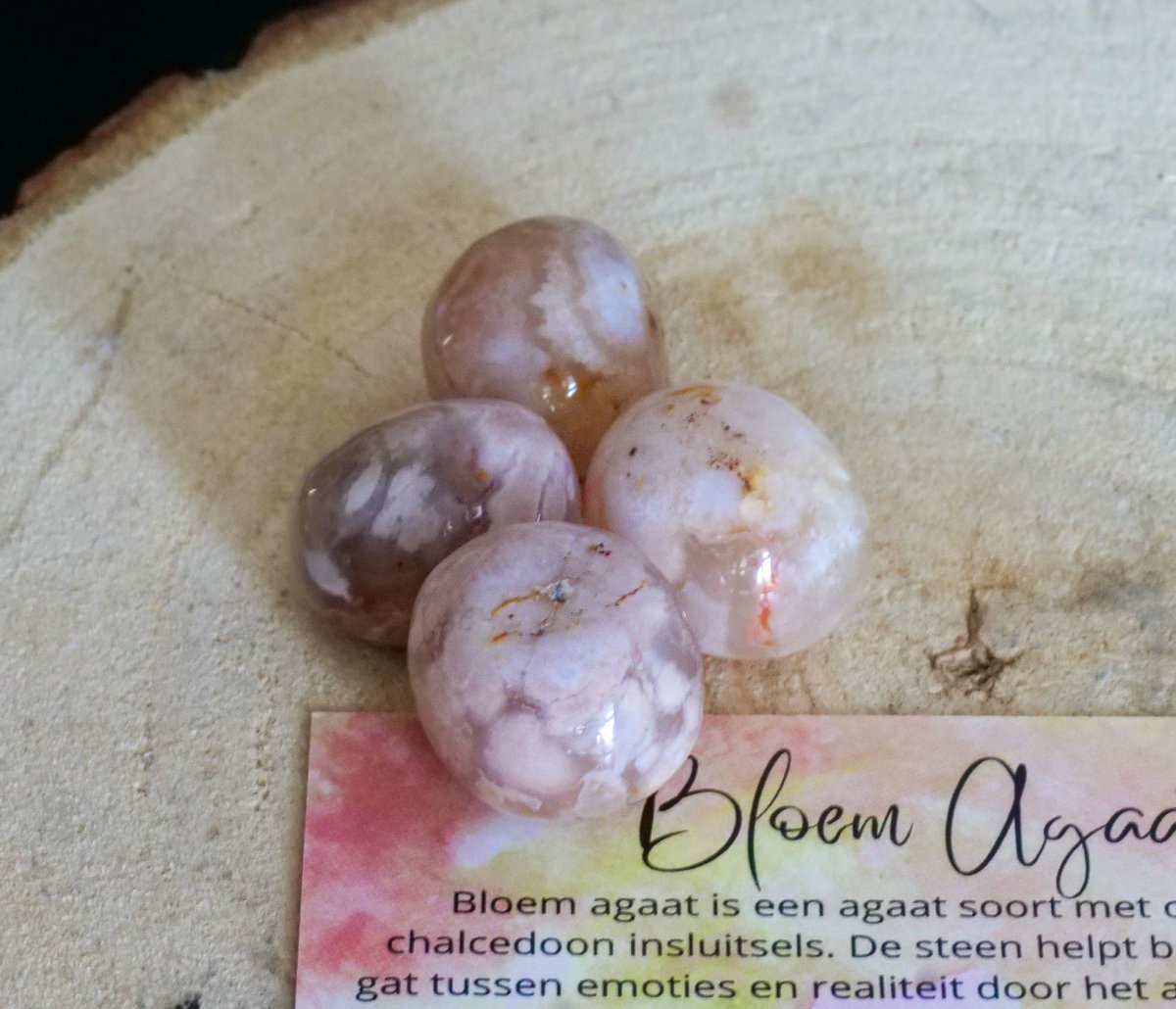 Bloem Agaat Trommelsteen, edelstenen - Perfect cadeau voor mannen en vrouwen - Inclusief uitleg - Spiritueel - Flower Agate - Diepe pijn - Trauma - Onvoorwaardelijke liefde