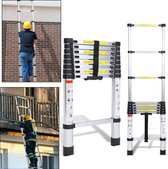 Bol.com Telescopische Ladder - Telescoopladder - 26 m zilver Compact en Draagbaar met Soft Closing Systeem Geschikt voor Particu... aanbieding