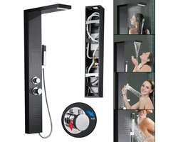 Douchesysteem regendouche doucheset RVS massage douchepaneel met handdouche douchegarnituur regendouche massagedouche handdouche watervaldouche mat zwart