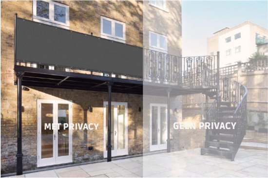 Balkonscherm 90 x 740 cm Windscherm Uv-Bescherming Ademend Balkon Privacy Scherm met Kabelbinders Oogjes Koord, Scheurvast, Privacy Scherm Voor Tuin, Terras, Outdoor, Zand geel