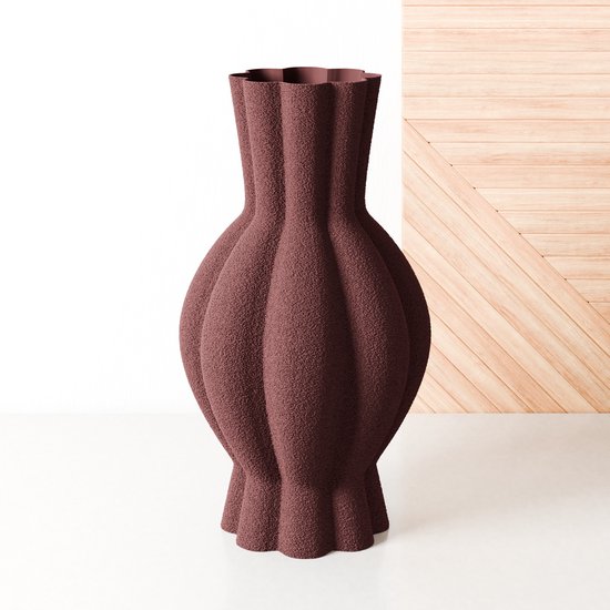 Fleuriek - Grote Vaas Rood - H50 cm - Vaas voor kunstbloemen of droogbloemen - 3D geprinte vaas van gerecycled kunststof - Vloervaas