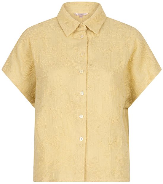 Chemisier court EsQualo avec broderie 3D HS25 09208 206, motif tarte au citron, taille femme : W40
