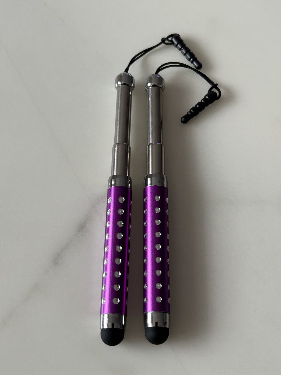 2 Stuks Uitschuifbare Touch Pen / Touchstift / Universeel / Compacte Stylus Pen / Touchscreen Pen / Tablet & Telefoon Touch Stift - Paars
