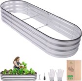 1-Pack Moestuinbak – 180 x 60 x 30 cm - Kweekbak Metaal – Plantenbakken & Kruidenbakken voor Buiten en Binnen – Kweektafel – Verhoogde Moestuintafel – Moestuin bak – Kruidenbak – Plantenbak – Bloembakken – Inclusief Gereedschap & Tuinhandschoenen