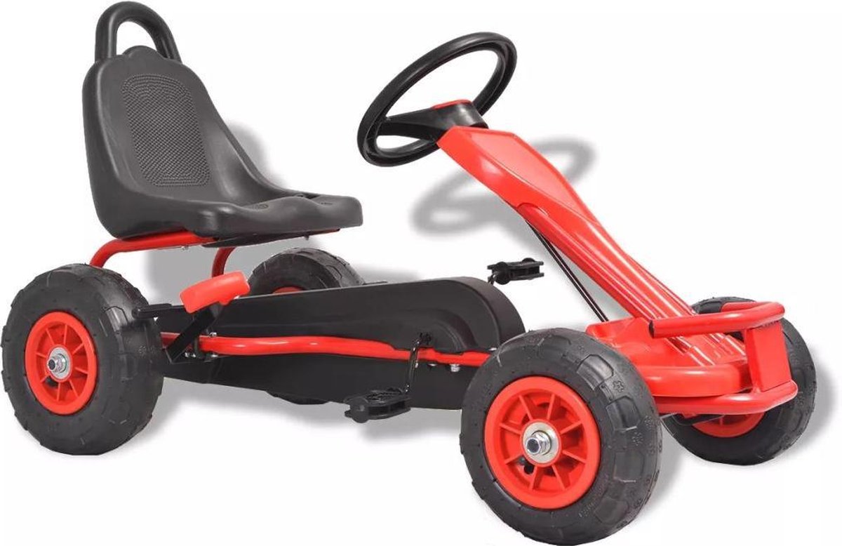 vidaXL Skelter met pedalen en pneumatische banden rood
