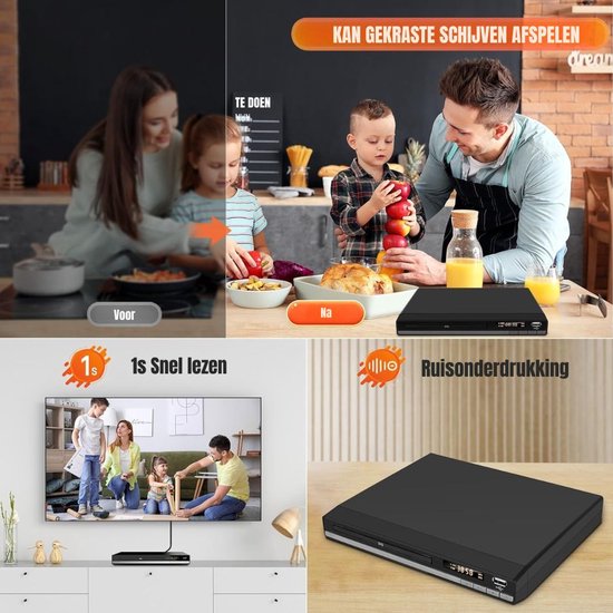 Zylo® DVD Speler met HDMI - Externe Dvd Speler - Blu Ray Spelers - Zwart - 27cm x 26cm x 9cm van Zylo® — afbeelding 3