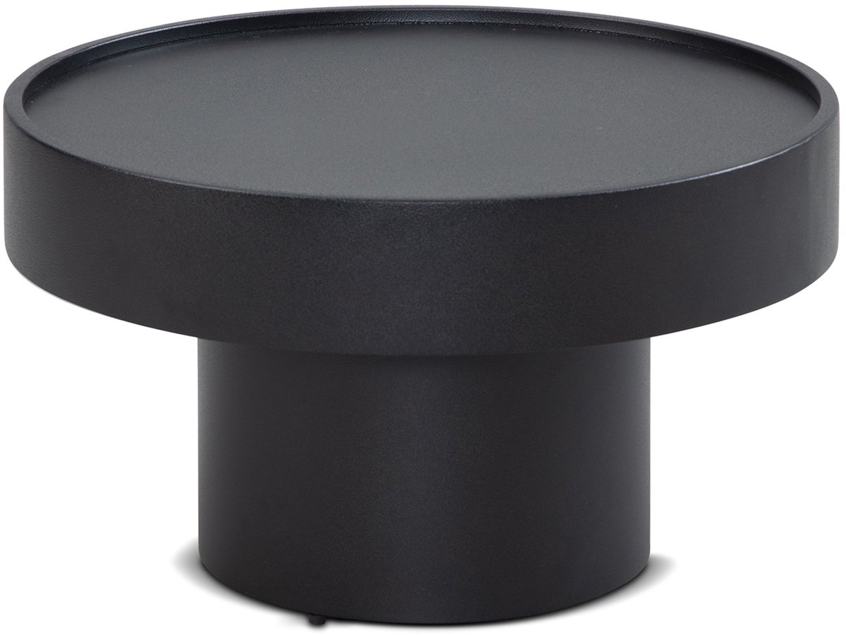 Salontafel Rond Zwart Hout Modern - 60 cm x 60 cm x 36 cm - Tafeltje Rond Klein - Bijzettafel Rond Hout - Koffietafel - Decoratie Tafel - Decoratie Salontafel - Salon Tafel Industrieel - Ronde Poot