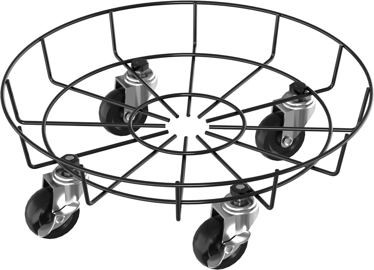2 stuks Metaal Plantenrollers, Zwart Bloemenroller,voor buiten en binnen, bloempot onderzetter met wielen, plantencaddy met wielen, plantenroller basis-Ronde 33 cm met 4 metalen PU-wielen