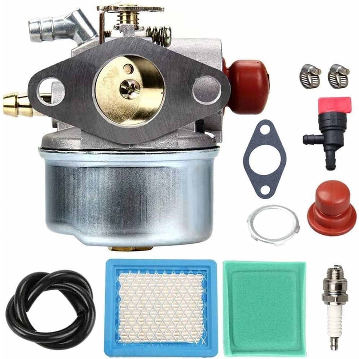 Geschikt voor Liyyoo 640025A carburateur + luchtfilter afstellingsset voor Tecumseh 640135A 640004 640014 640025 640017 640117 640104 OHH50 OHH55 OH60 OH65 5,5 pk motor grasmaaier hogedrukreiniger grasmaaier sneeuw