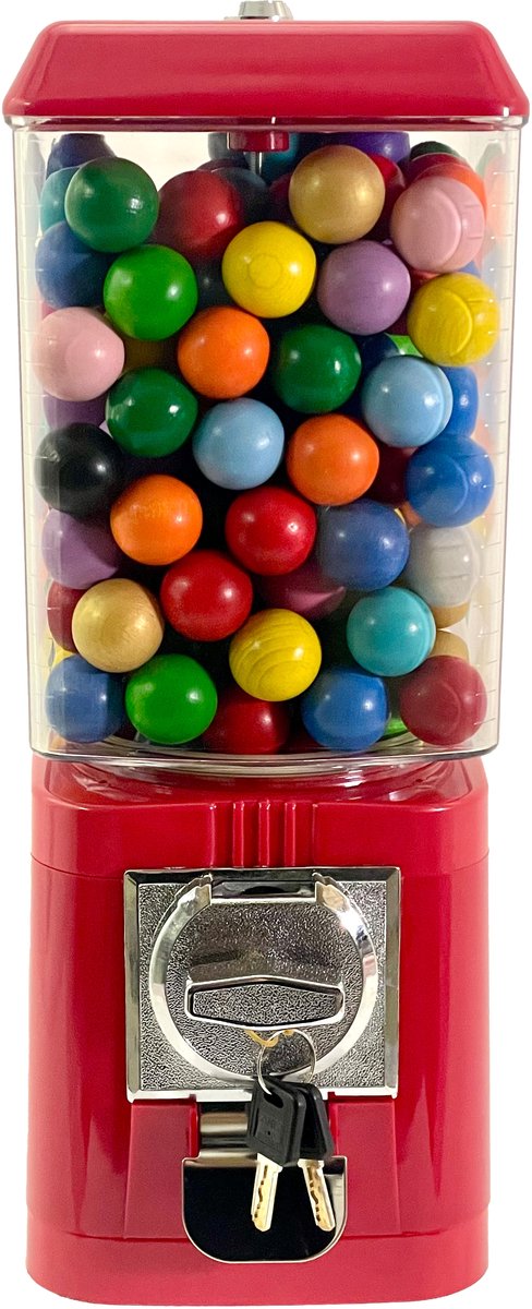 Boulemaus - Jeu de Boules - Butjesautomaat - kleur rood - gevuld met 170 gekleurde Butjes - muntinworp 2,00 Euro