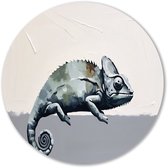 Monochrome kameleon - Kameleon wandcirkel - Rond wandpaneel dier - Minimalisme - Moderne metalen muurcirkels - Decoratie kamer - muurcirkel aluminium 40x40 cm