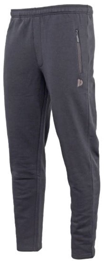 Vooraanzicht van een donkergrijze joggingbroek met ritszak.