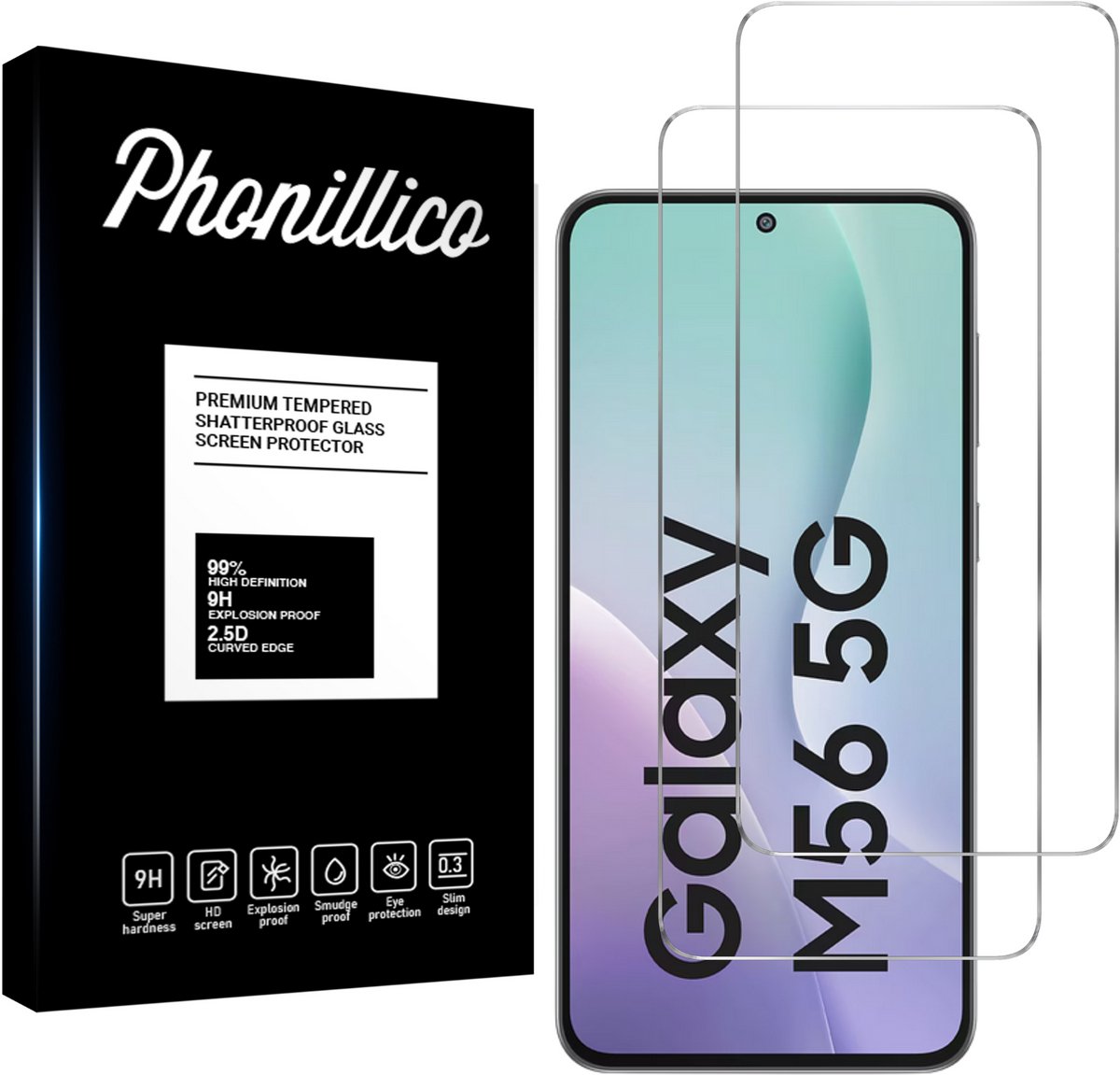 Screenprotector geschikt voor Samsung Galaxy M56 5G - 2 stuks Beschermglas van glas Transparante glazen schermbeschermfolie