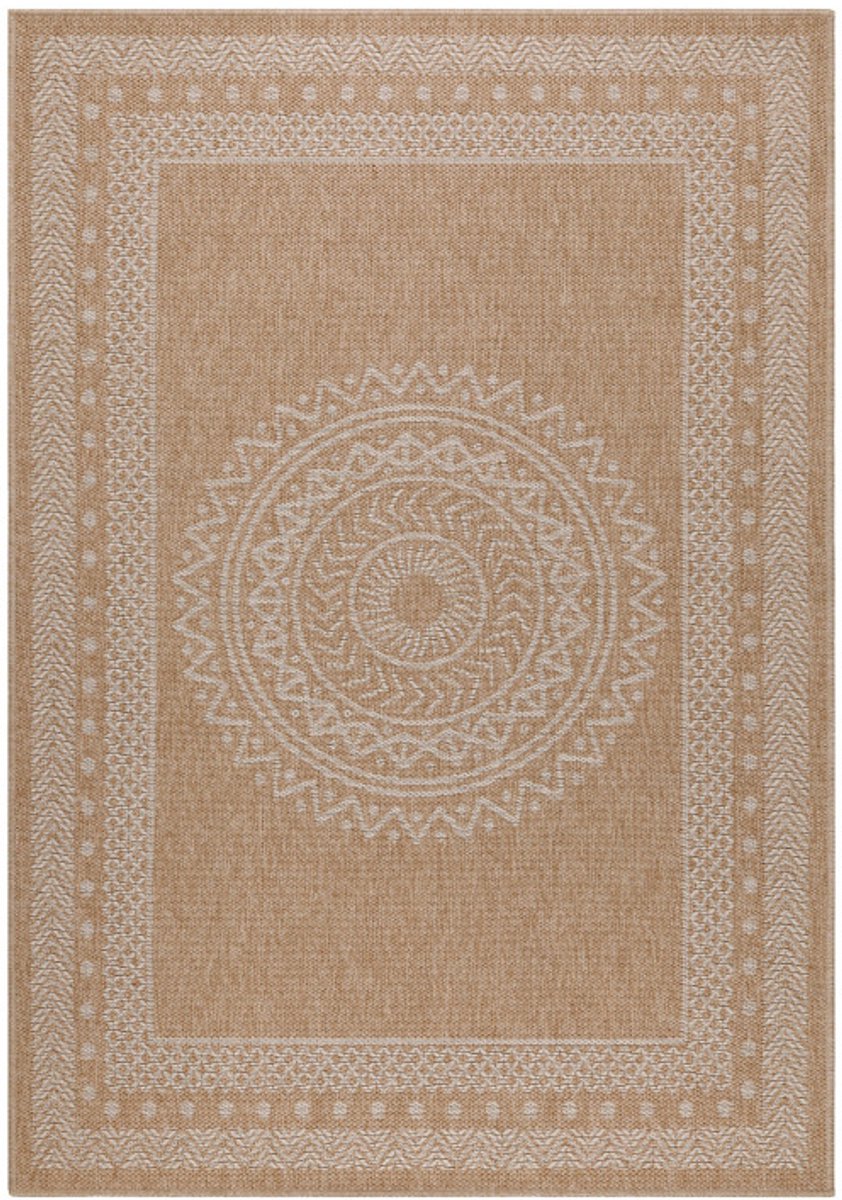 Ayyildiz Buitenkleed, vintage design, beige kleur, kleed voor terras, balkon, keuken, polypropyleen achterkant, afmeting: 120 cm x 170 cm