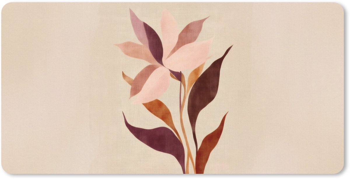 Muismat XXL 80x40 cm - Bureau onderlegger - Bureau mat Bloemen - Blaadjes - Minimalistisch - Roze - Bureaumat - Gaming mousepad xl - Bureaulegger groot - Computer deskmat