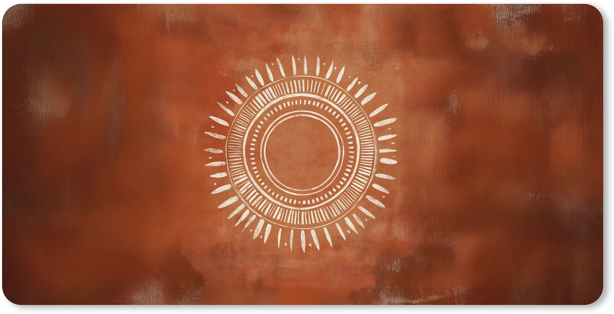 Muismat XXL 90x45 cm - Bureau onderlegger - Bureau mat Abstract - Lijnen - Zonnestralen - Roodbruin - Bureaumat - Gaming mousepad xl - Bureaulegger groot - Computer deskmat