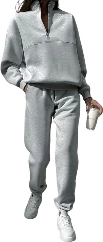 Survêtement Nivard Femme - Survêtement d'intérieur - Adultes - Capuche - Pantalon de Pantalons de jogging - Pantalon - Sweat à capuche - Grijs - Taille XXL