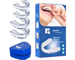 Monii© - Anti Knarsbitje - 4 Stuks, 2 Maten - Geschikt Voor Elk Gebit - Geurloos & Smaakloos - Voorkom Gebitschade – Nachtbeugel – Gebitsbeschermer – Knarsbeugel – Bruxisme – Bitje - Tandenbeschermer – Dental Guard – Geschikt Als Sova Nightguard